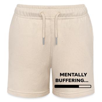 MENTALLY BUFFERING... | Minimal Loading Bar Design - Kids Organic Sweat Shorts by Stanley/Stella - soft Ecru - Front