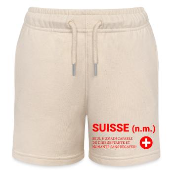 Septante et Nonante Sans Bégayer, fierté suisse - Short de jogging enfant bio Stanley/Stella - écru doux - Devant