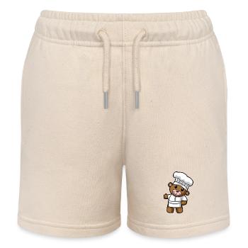 Culinary Art Teddy Chef Kitchen Drawing Comic Bear - Kids Organic Sweat Shorts by Stanley/Stella - soft Ecru - Front