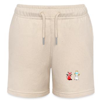 Angel & Devil Motif - Kids Organic Sweat Shorts by Stanley/Stella - soft Ecru - Front