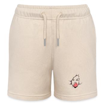 Frau mit Kaugummi Blase rotes Kaugummi cooles Girl - Kinder Organic Joggingshorts Mini Bolter von Stanley/Stella - Natur - Vorne