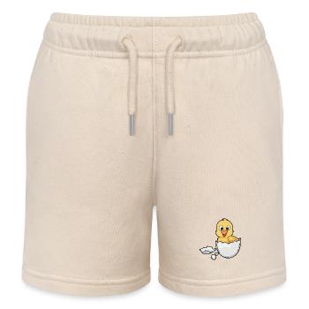 Easter Chicks Chicken Baby Egg Hatch Birth Easter Egg - Kids Organic Sweat Shorts by Stanley/Stella - soft Ecru - Front