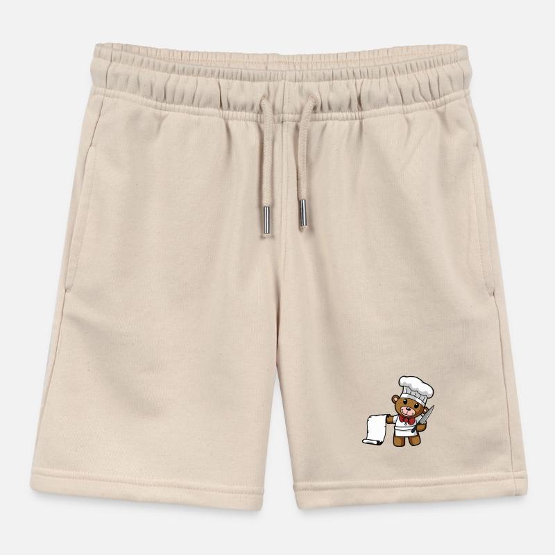 Chef Kitchen Restaurant Gourmet Chef Chefs Teddy Kids Organic Sweat Shorts by Stanley/Stella
