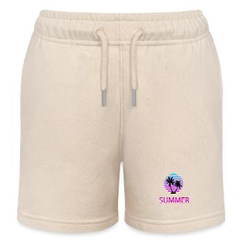 Summer Vaporwave Palm Beach Sunset - Kids Organic Sweat Shorts by Stanley/Stella - soft Ecru - Front