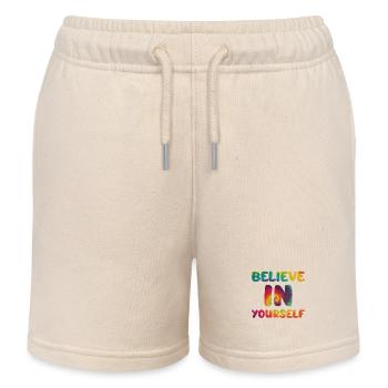 Hippie Spruch Believe in yourself - Kinder Organic Joggingshorts Mini Bolter von Stanley/Stella - Natur - Vorne