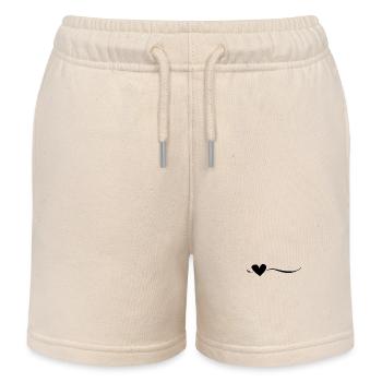 Line Heart Black - Kids Organic Sweat Shorts by Stanley/Stella - soft Ecru - Front