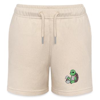 Turtle with Baby Turtle - Kids Organic Sweat Shorts by Stanley/Stella - soft Ecru - Front