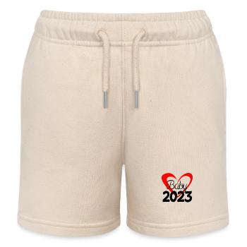 Baby 2023 - Newborn 2023 Baby Gift - Kids Organic Sweat Shorts by Stanley/Stella - soft Ecru - Front
