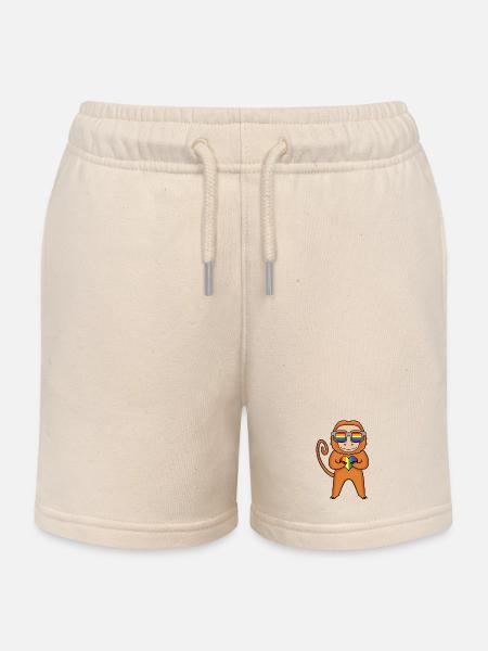 LGBT Tier Affe Regenbogen - Kinder Organic Joggingshorts Mini Bolter von Stanley/Stella - Natur