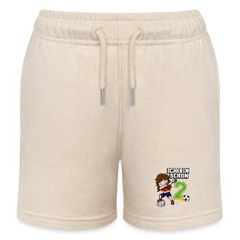 Fußball Mädchen Ich bin schon 2 Geburtstag - Kinder Organic Joggingshorts Mini Bolter von Stanley/Stella - Natur - Vorne