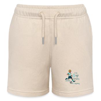 Junge schießt den Fußball - Ich bin 8 Jahre - Kinder Organic Joggingshorts Mini Bolter von Stanley/Stella - Natur - Vorne