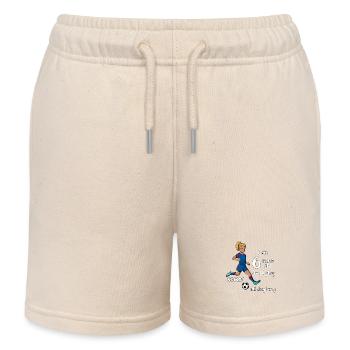 Une fille tire au football - J’ai 6 ans - Short de jogging enfant bio Stanley/Stella - écru doux - Devant