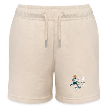 Junge spielt Fußball - Ich bin 4 Jahre - Kinder Organic Joggingshorts Mini Bolter von Stanley/Stella - Natur - Vorne