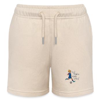 Coole Mädchen spielen Fußball - Kinder Organic Joggingshorts Mini Bolter von Stanley/Stella - Natur - Vorne