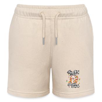 This Girl Is Now 12 Double Digits Floral - Kids Organic Sweat Shorts by Stanley/Stella - soft Ecru - Front