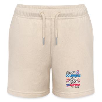 Joyeux Columbus Day et oui j'en ai aussi - Short de jogging enfant bio Stanley/Stella - écru doux - Devant