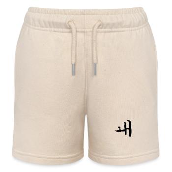 Korean letter Woe - Kids Organic Sweat Shorts by Stanley/Stella - soft Ecru - Front