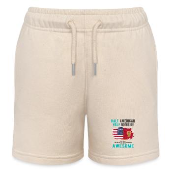 Half American Half Montenegrin - Kids Organic Sweat Shorts by Stanley/Stella - soft Ecru - Front