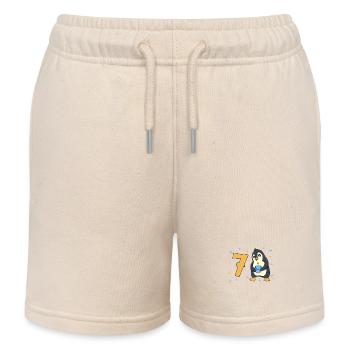 Avec pingouin - anniversaire des enfants 7 ans - Short de jogging enfant bio Stanley/Stella - écru doux - Devant