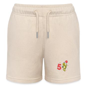 With turtle - children's birthday 5 years - Kids Organic Sweat Shorts by Stanley/Stella - soft Ecru - Front