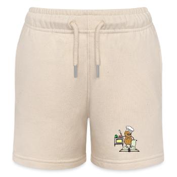 Peanut Cookbook Hobby Chef Kitchen Stove - Kids Organic Sweat Shorts by Stanley/Stella - soft Ecru - Front