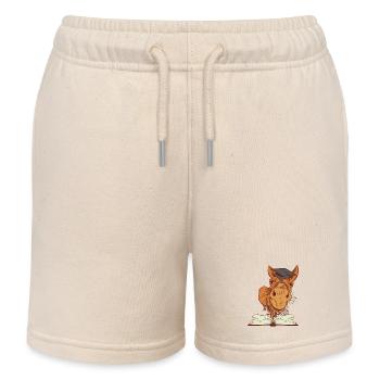 Esel Maultier Einschulung Erstklässler Klug schlau - Kinder Organic Joggingshorts Mini Bolter von Stanley/Stella - Natur - Vorne