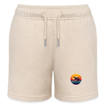 Schildkröte auf Surfbrett Sunset - Kinder Organic Joggingshorts Mini Bolter von Stanley/Stella - Natur - Vorne