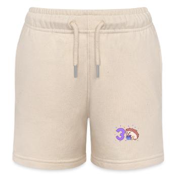 With hedgehog - children's birthday 3 years - Kids Organic Sweat Shorts by Stanley/Stella - soft Ecru - Front