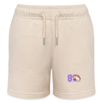 With Hedgehog - Children's Birthday 8 Years - Kids Organic Sweat Shorts by Stanley/Stella - soft Ecru - Front