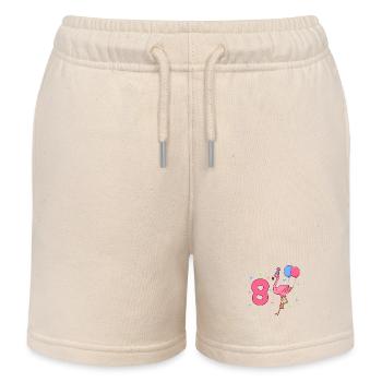Mit Flamingo - Mädchen Geburtstag 8 Jahre - Kinder Organic Joggingshorts Mini Bolter von Stanley/Stella - Natur - Vorne