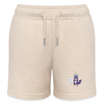 With chinchilla - children's birthday 10 years - Kids Organic Sweat Shorts by Stanley/Stella - soft Ecru - Front