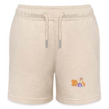 With Corgi - Girl's Birthday 10 Years - Kids Organic Sweat Shorts by Stanley/Stella - soft Ecru - Front