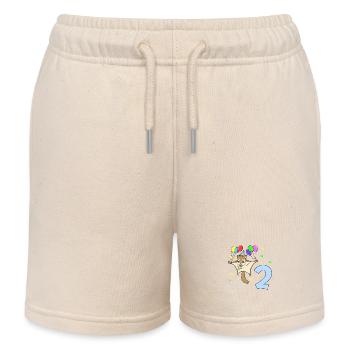 With flying squirrels - children's birthday 2 years - Kids Organic Sweat Shorts by Stanley/Stella - soft Ecru - Front