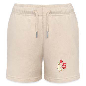 Avec Running Duck - Anniversaire des enfants 5 ans - Short de jogging enfant bio Stanley/Stella - écru doux - Devant