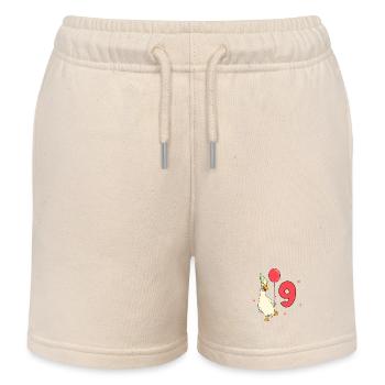 Mit Laufente - Kinder Geburtstag 9 Jahre - Kinder Organic Joggingshorts Mini Bolter von Stanley/Stella - Natur - Vorne