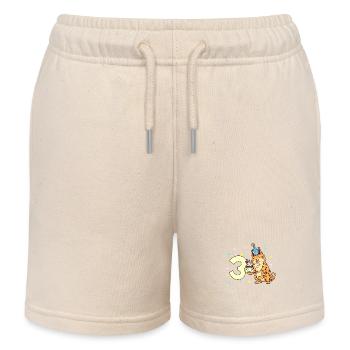 With lynx - children's birthday 3 years - Kids Organic Sweat Shorts by Stanley/Stella - soft Ecru - Front