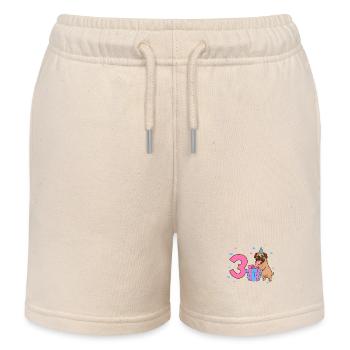 Mit Mops - Mädchen Geburtstag 3 Jahre - Kinder Organic Joggingshorts Mini Bolter von Stanley/Stella - Natur - Vorne