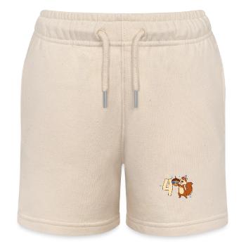 Chipmunk - Children's Birthday 4 years - Kids Organic Sweat Shorts by Stanley/Stella - soft Ecru - Front