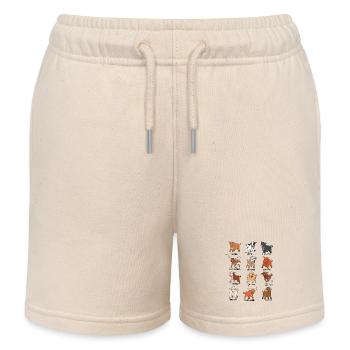 Viele Kuhrassen - Cartoon Kawaii Rinder - Kinder Organic Joggingshorts Mini Bolter von Stanley/Stella - Natur - Vorne