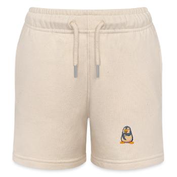 Comic Pinguin genießt Eistüte - Kinder Organic Joggingshorts Mini Bolter von Stanley/Stella - Natur - Vorne
