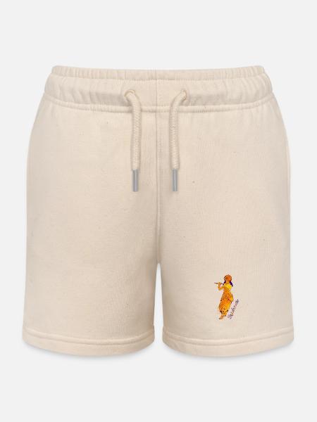 Hindu God - the Blue Flute Player Krishna - Kids Organic Sweat Shorts by Stanley/Stella - soft Ecru