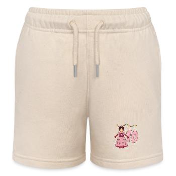 With princess - girl birthday 10 years - Kids Organic Sweat Shorts by Stanley/Stella - soft Ecru - Front