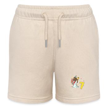 With Jesus - Children's Birthday 7 Years - Kids Organic Sweat Shorts by Stanley/Stella - soft Ecru - Front