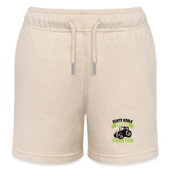 Echte Kerle fahren Traktor - Kinder Organic Joggingshorts Mini Bolter von Stanley/Stella - Natur - Vorne