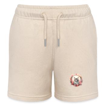 Manx-Katze Boho-Stil, Liebeskatzen - Kinder Organic Joggingshorts Mini Bolter von Stanley/Stella - Natur - Vorne