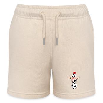 Lustiger Weihnachtsfußball-Schneemann - Kinder Organic Joggingshorts Mini Bolter von Stanley/Stella - Natur - Vorne