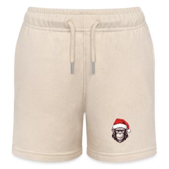 Portrait de Noël tête de singe - Short de jogging enfant bio Stanley/Stella - écru doux - Devant