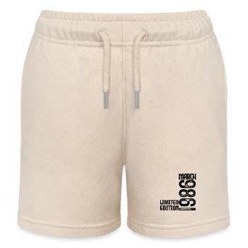 March 1986 Anniversary Gift. March 1986. March - Kids Organic Sweat Shorts by Stanley/Stella - soft Ecru - Front