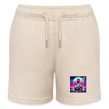 Retour vers le futur 2024 Néon fluo retrofuturiste - Short de jogging enfant bio Stanley/Stella - écru doux - Devant