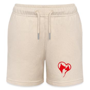 Fatmonkey Chiens Coeur Meilleurs Amis - rouge - Short de jogging enfant bio Stanley/Stella - écru doux - Devant